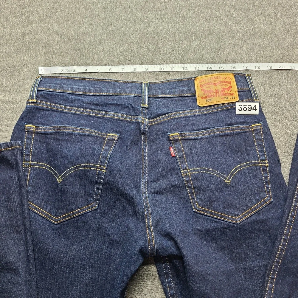Levi's 502 Regular Taper Jeans Mens 34x36 Blue Excellent Dark Wash Denim